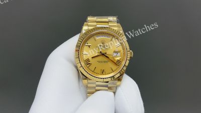 8+ Factory Rolex Daydate 36/40mm DD 3255 Movement Gold Face Roman Numerals Markers Watch